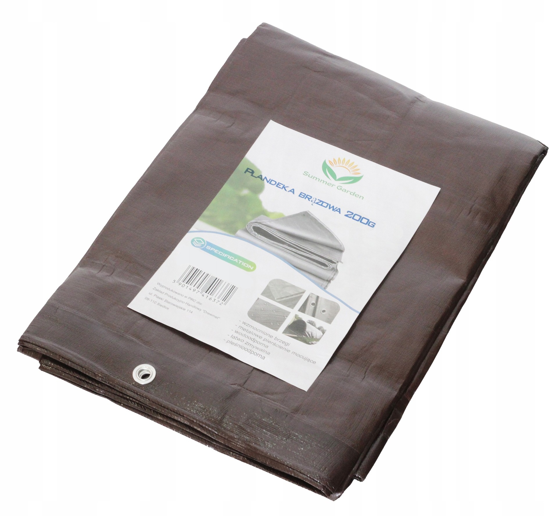 Extra hrubá plachta 8x12m, hnedá, 200g/m² s hliníkovými krúžkami na montáž